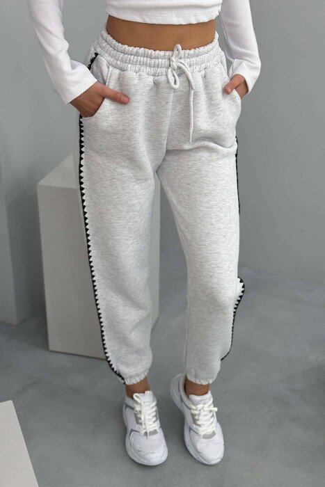 SIMPLE FLUFFY WOMEN SWEATPANTS LIGHT GREY/GZ - KLAUDIO FASHION
