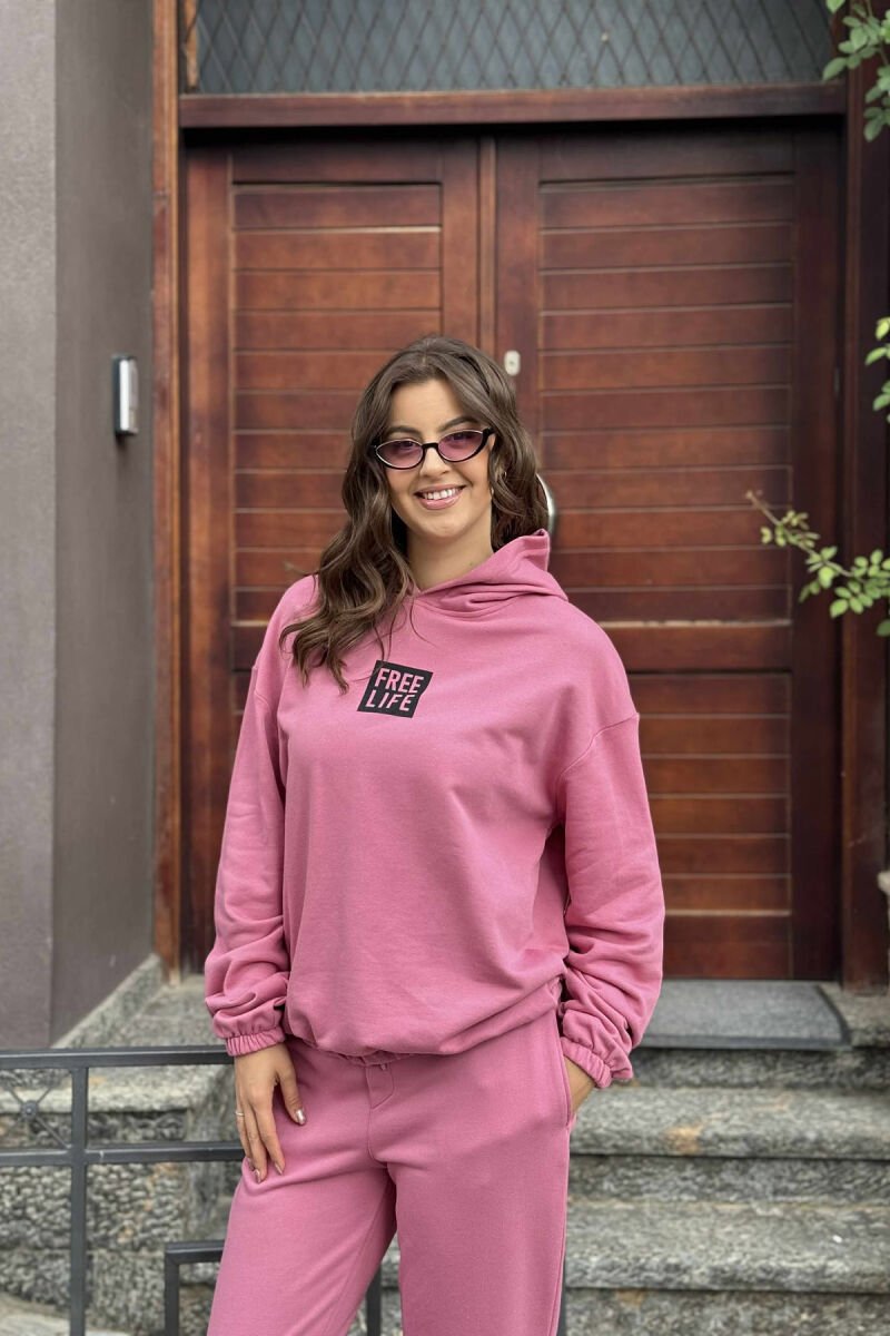 SIMPLE FRONT WRITTING HOODIE+JOGGERS WOMEN SET LIGHT PURPLE/LEZB - 7