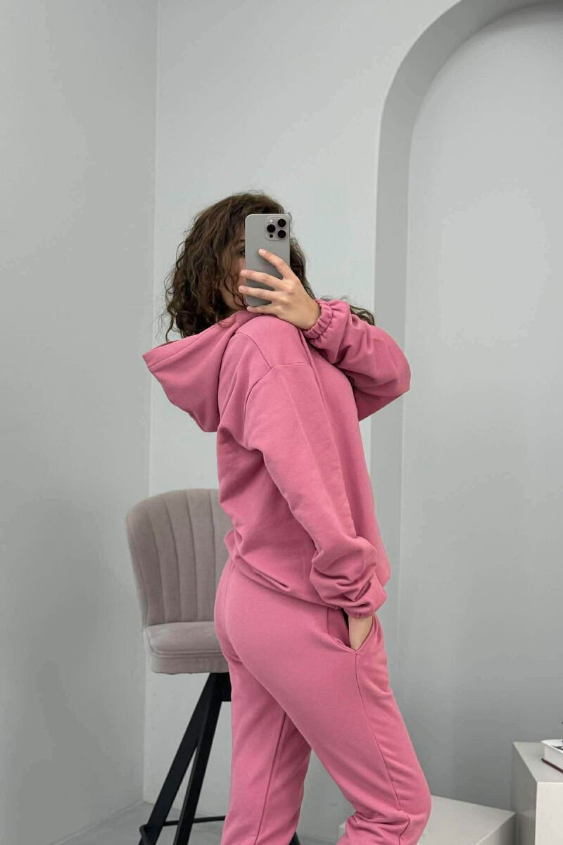 SIMPLE FRONT WRITTING HOODIE+JOGGERS WOMEN SET LIGHT PURPLE/LEZB - 3