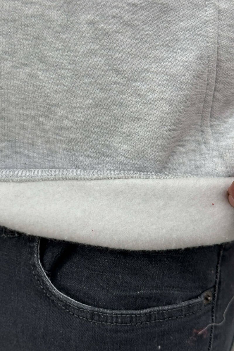 SIMPLE FRONT WRITTINGS FLUFFY MEN HOODIE LIGHT GREY/GZ - 3