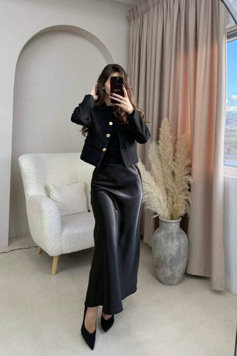 SIMPLE GOLD BUTTONS WOMEN JACKET BLACK/ E ZEZE - 1
