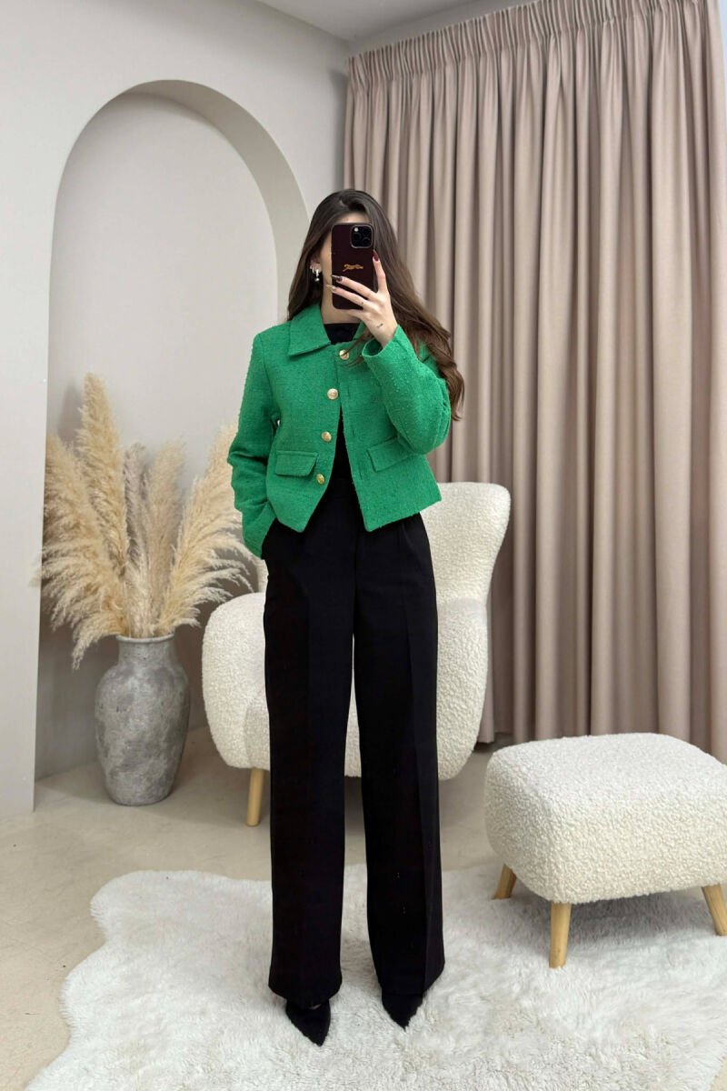 SIMPLE GOLD BUTTONS WOMEN JACKET GREEN/JESHILE - 1
