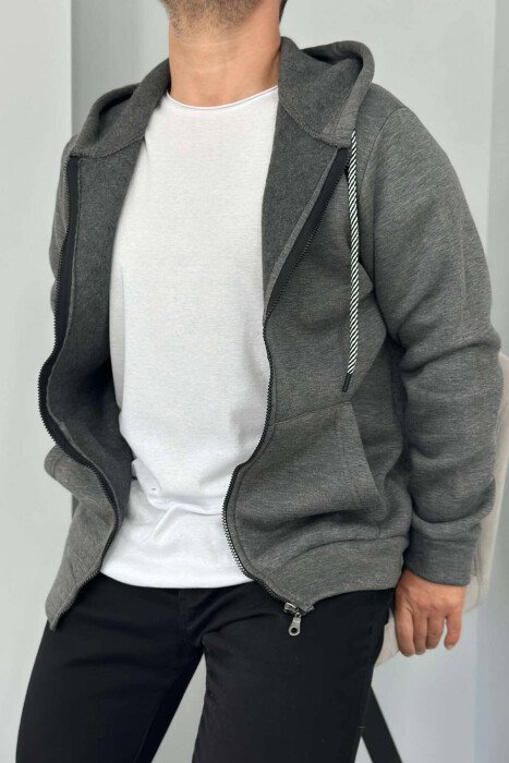 SIMPLE HOOD MEN JACKETS GREY/GRI - KLAUDIO FASHION