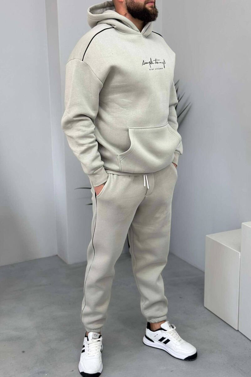 SIMPLE HOODED MEN FLUFFY SET LIGHT GREY/GZ - 2