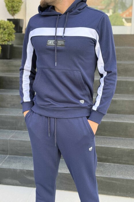 SIMPLE HOODIE+ SWEATPANTS MEN SET BLUE/BLU - 4