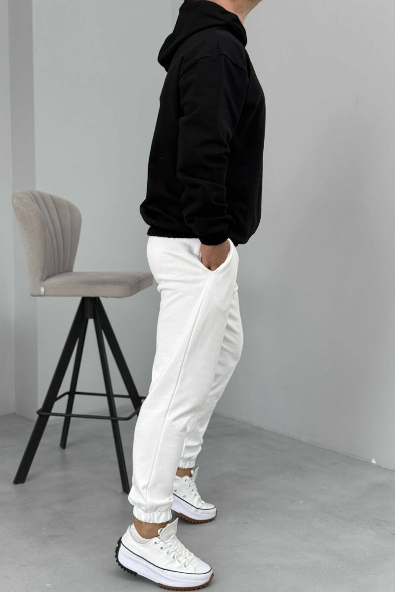 SIMPLE HOODIE+JOGGERS MEN SET BLACK-WHITE/ZEBA - 4