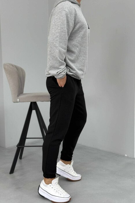 SIMPLE HOODIE+JOGGERS MEN SET GREY/BLACK-GRZE - 4