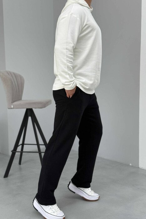 SIMPLE HOODIE+SWEATPANTS MEN SET WHITE-BLACK/BAZE - 3