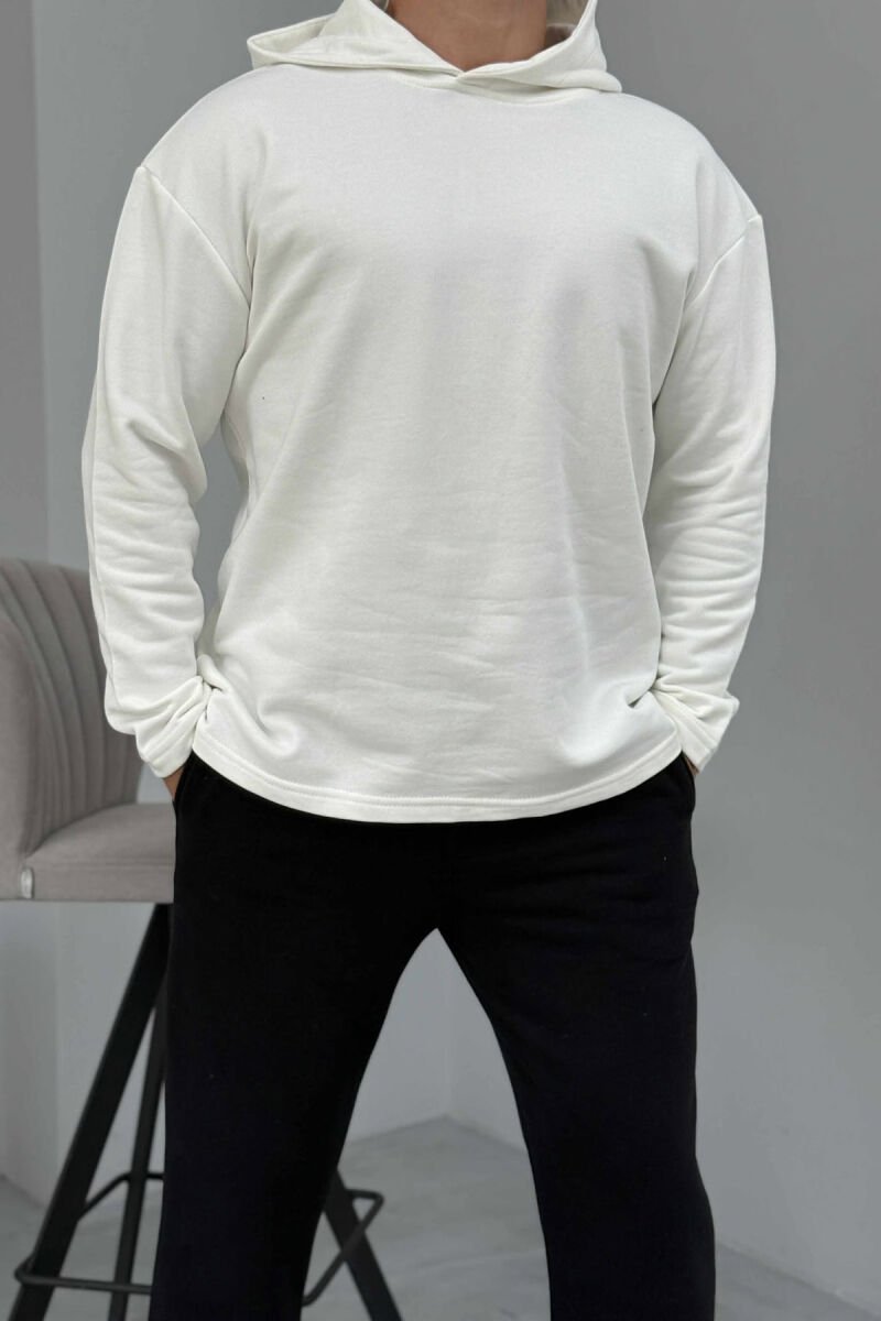 SIMPLE HOODIE+SWEATPANTS MEN SET WHITE-BLACK/BAZE - 4
