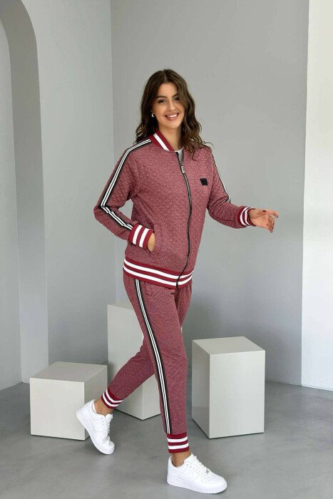 SIMPLE JACKET+JOGGERS WOMEN SET BURGUNDY/VISHNJE - 1