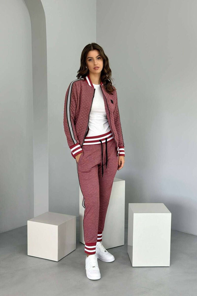 SIMPLE JACKET+JOGGERS WOMEN SET BURGUNDY/VISHNJE - 3