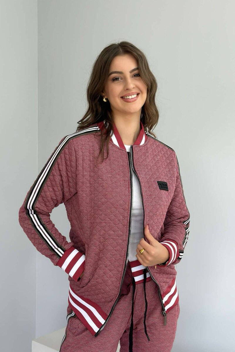SIMPLE JACKET+JOGGERS WOMEN SET BURGUNDY/VISHNJE - 7