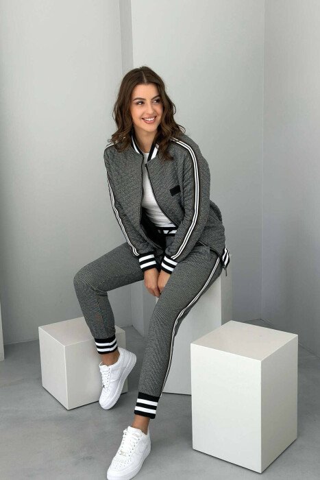 SIMPLE JACKET+JOGGERS WOMEN SET DARK GREY/GEE - KLAUDIO FASHION