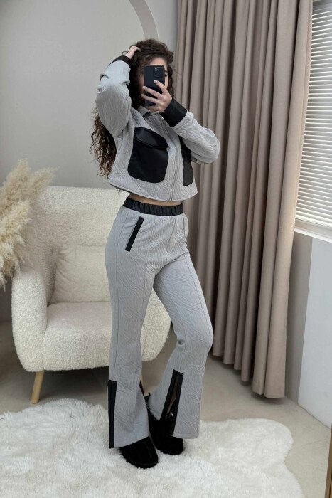 SIMPLE JACKET+TROUSERS WOMEN SET GREY/GRI - 1