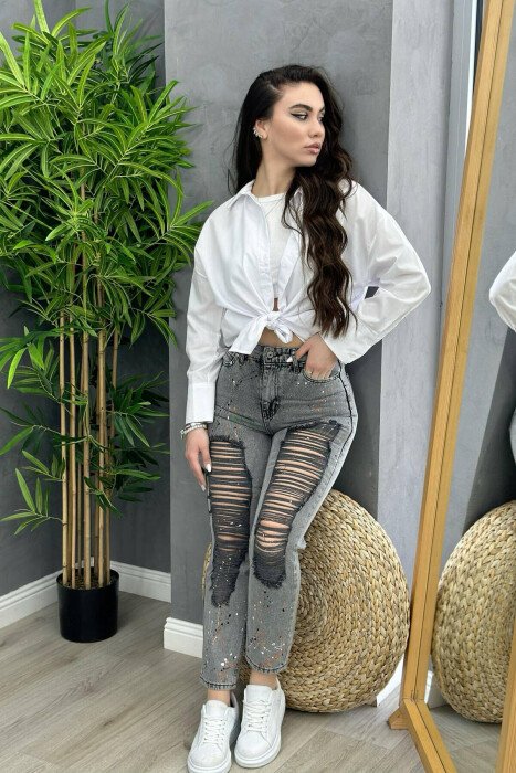 SIMPLE JEANS WOMAN GREY/GRI - KLAUDIO FASHION