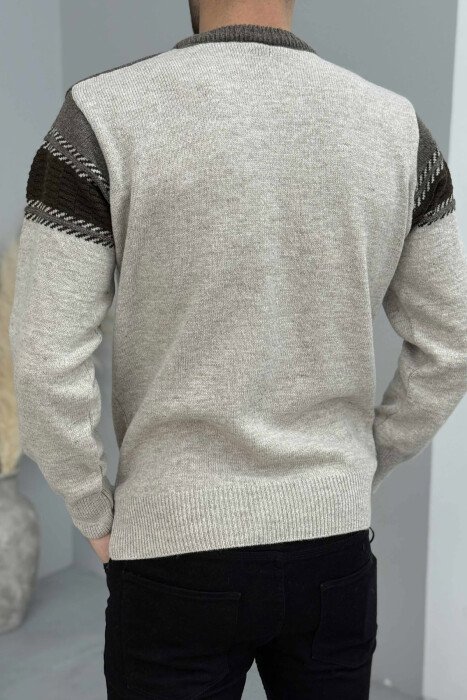 SIMPLE KNITTED MEN SWEATER DARK BROWN/KAE - 4