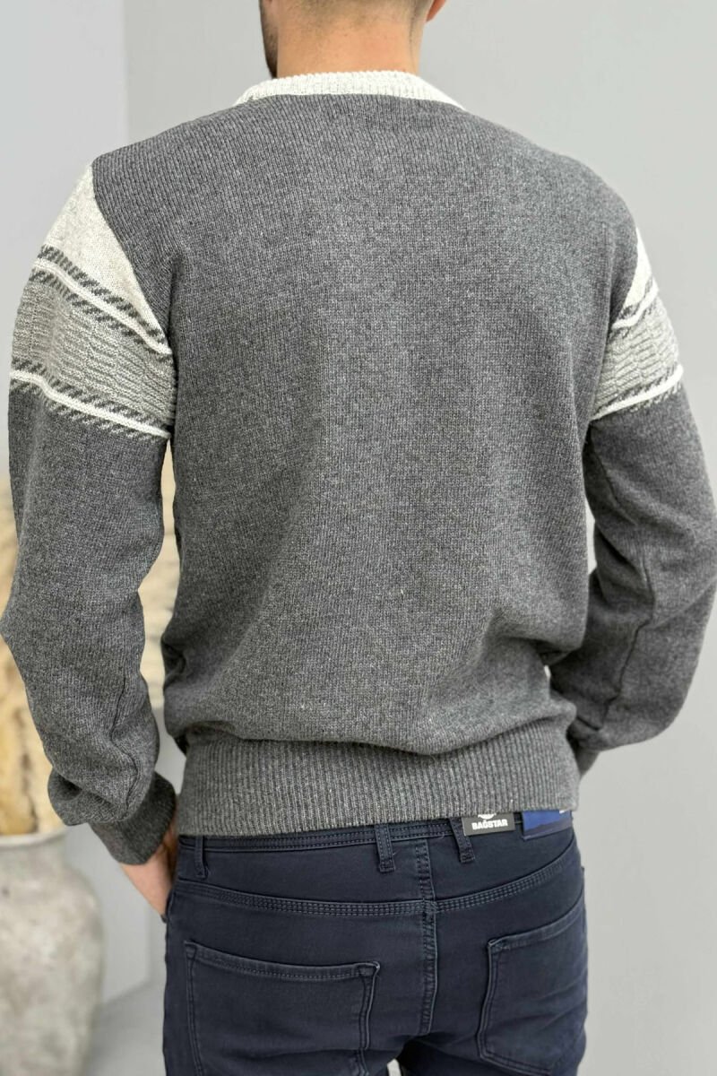 SIMPLE KNITTED MEN SWEATER GREY-GREY/GG - 4