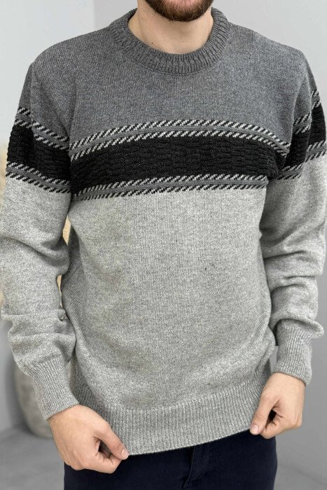SIMPLE KNITTED MEN SWEATER GREY/GRI 