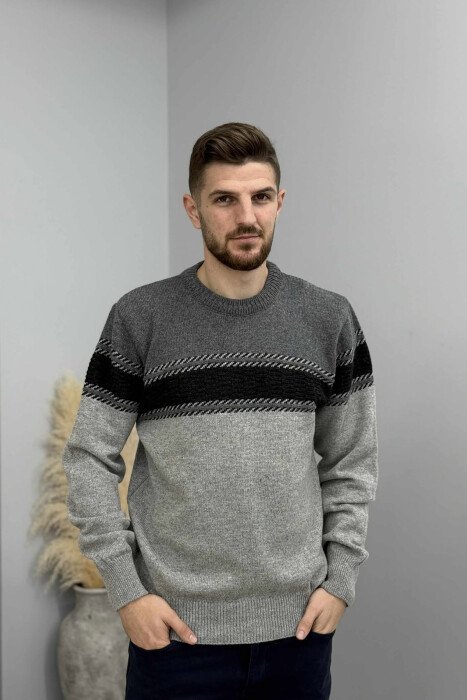 SIMPLE KNITTED MEN SWEATER GREY/GRI - 3