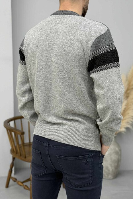 SIMPLE KNITTED MEN SWEATER GREY/GRI - 4