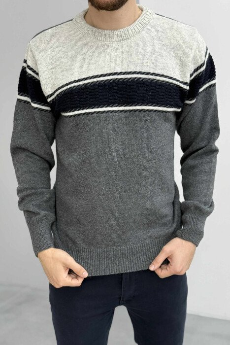 SIMPLE KNITTED MEN SWEATER LIGHT GREY/GZ 