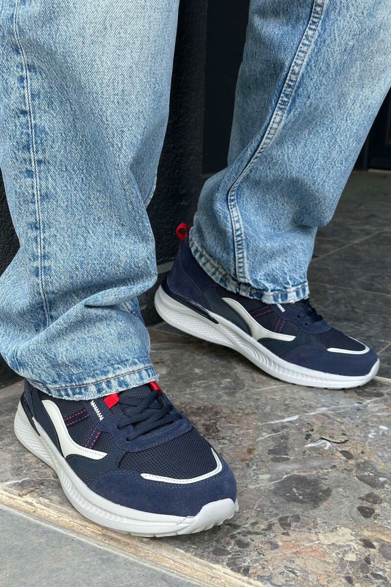 SIMPLE LACING MEN SNEAKERS DARK BLUE/BEE - 1