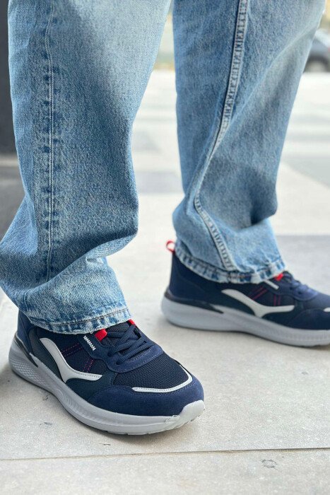 SIMPLE LACING MEN SNEAKERS DARK BLUE/BEE - 3