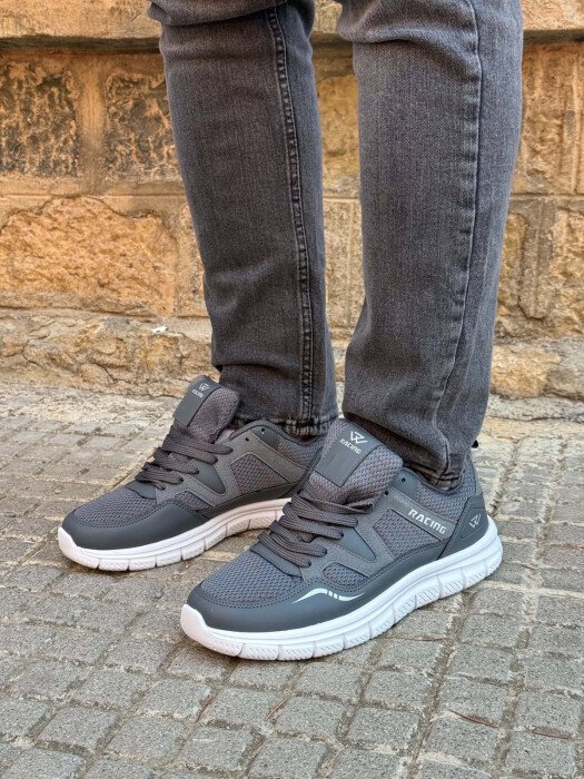 SIMPLE LACING MEN SNEAKERS DARK GREY/GEE - KLAUDIO FASHION