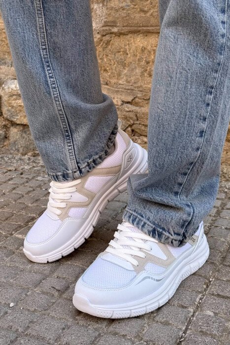 SIMPLE LACING MEN SNEAKERS WHITE-E BARDHE - KLAUDIO FASHION