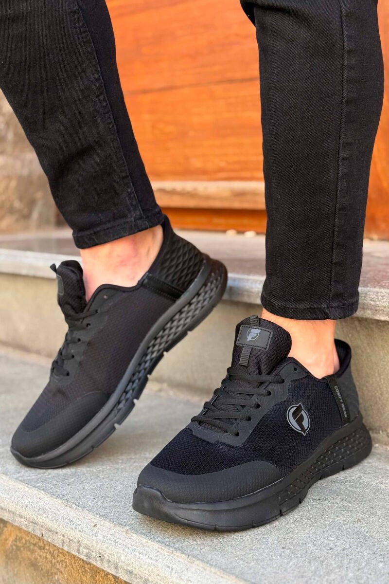SIMPLE LACING PLATFORM MEN SNEAKERS BLACK/ E ZEZE - 1