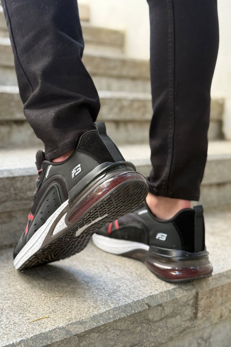 SIMPLE LACING PLATFORM MEN SNEAKERS BLACK-RED/ZEKU - 2