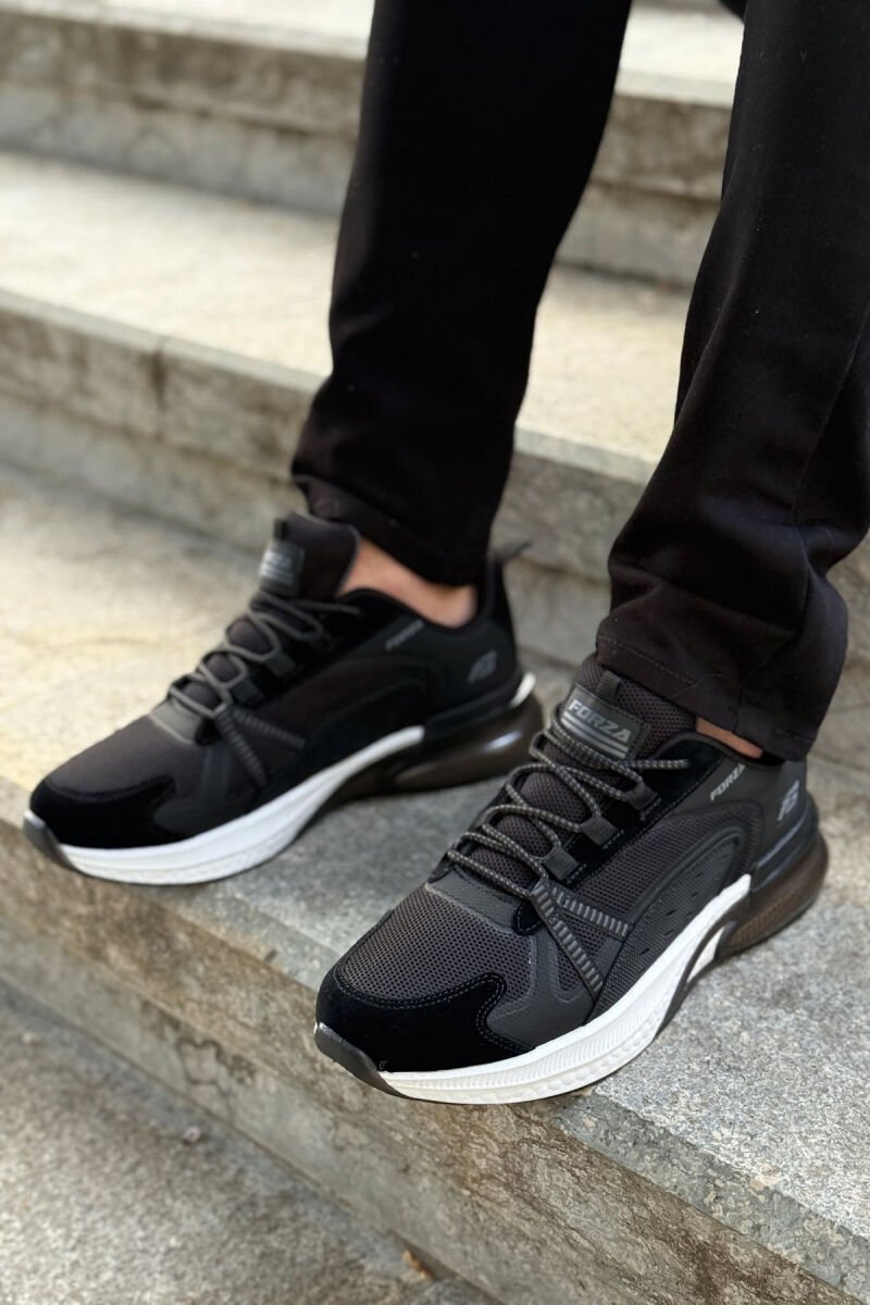 SIMPLE LACING PLATFORM MEN SNEAKERS BLACK-WHITE/ZEBA - 1