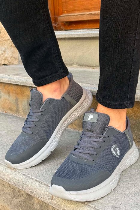 SIMPLE LACING PLATFORM MEN SNEAKERS DARK GREY/GEE - KLAUDIO FASHION