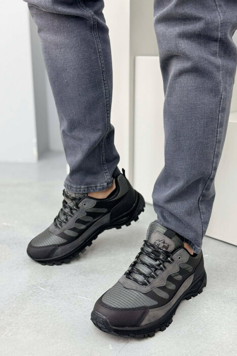 SIMPLE LACING TRAIL MEN SNEAKERS BLACK-GREY/ZEGR - KLAUDIO FASHION