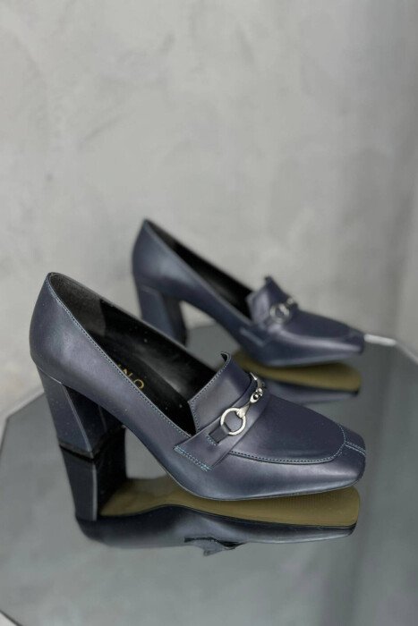 SIMPLE LEATHER HEELS WOMAN BLUE/BLU - 1
