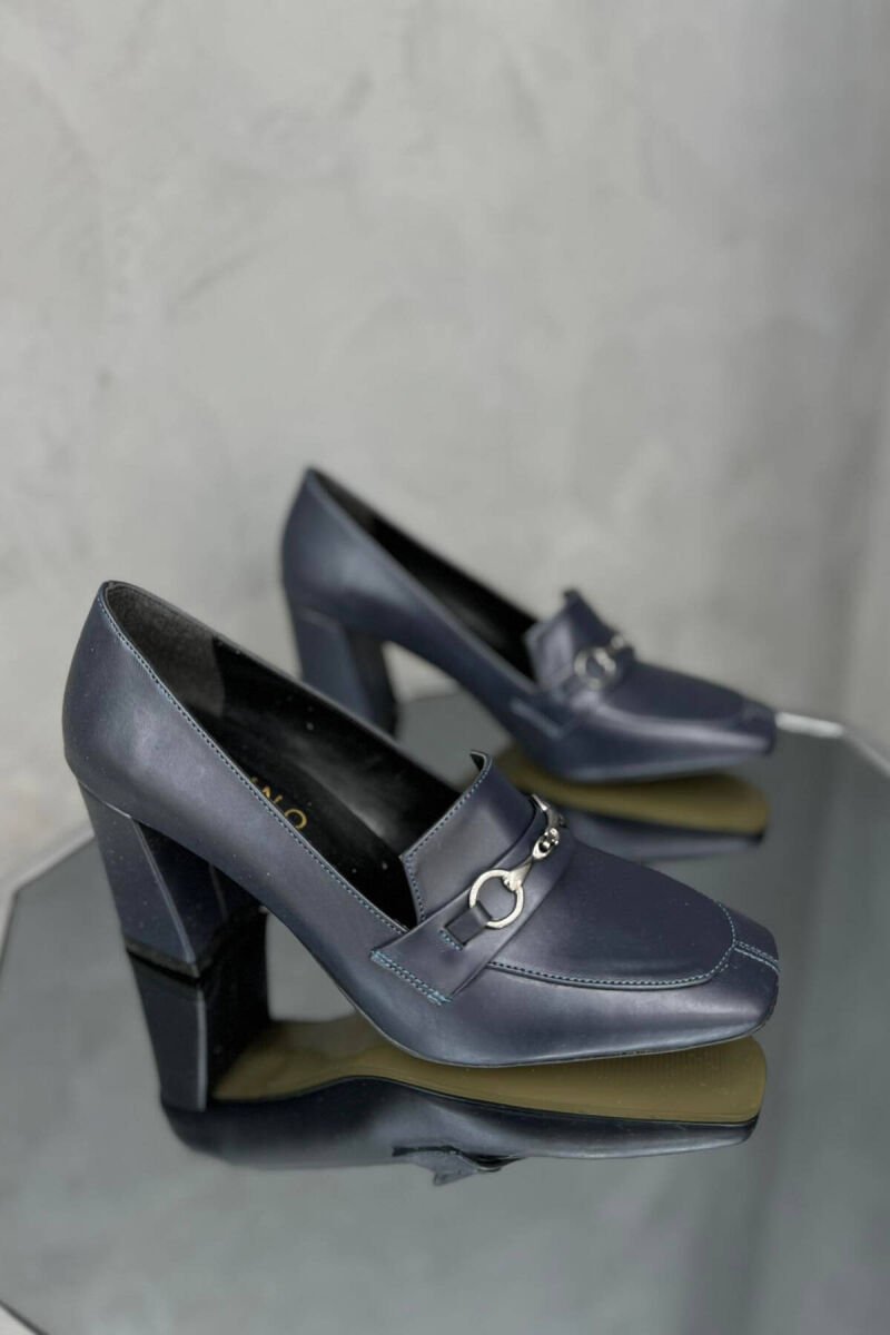 SIMPLE LEATHER HEELS WOMAN BLUE/BLU - 1