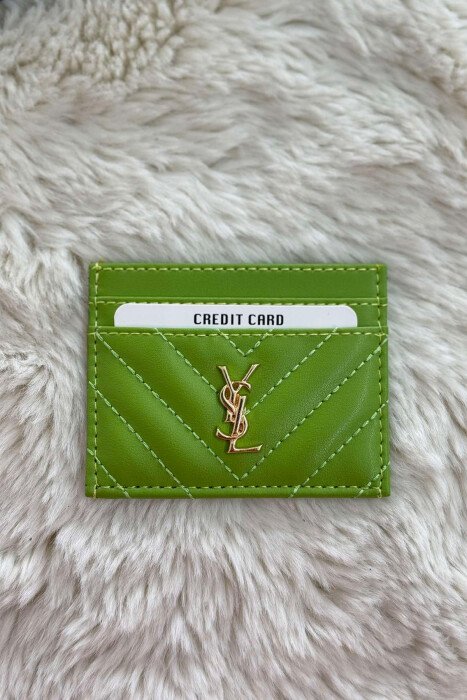 SIMPLE LEATHER WOMEN CARD HOLDER LIGHT GREEN/JEZB - 2