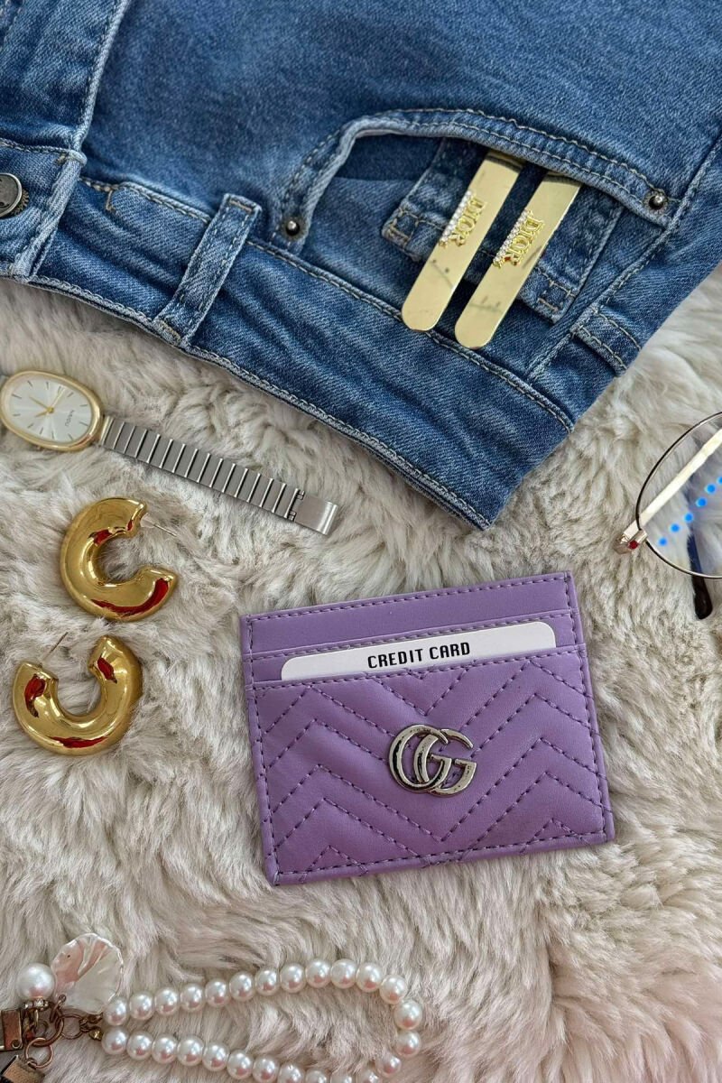 SIMPLE LEATHER WOMEN CARD HOLDER PURPLE/LEJLA - 1