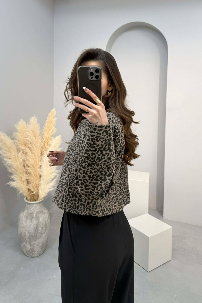 SIMPLE LEO DESIGN BUTTONED WOMEN JACKET DARK GREY/GEE - 2