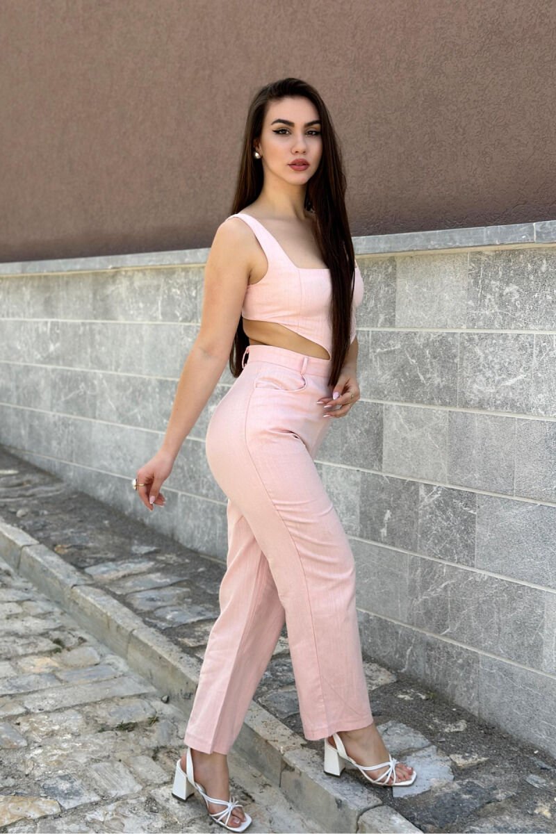 SIMPLE LINEN WOMAN JUMPSUIT POWDER/PUDER - 3