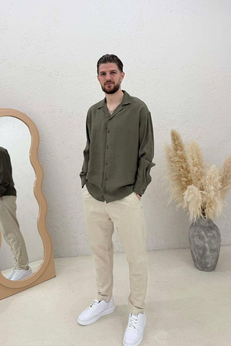 SIMPLE LONG SLEEVE MEN SHIRT GREEN/JESHILE - 3