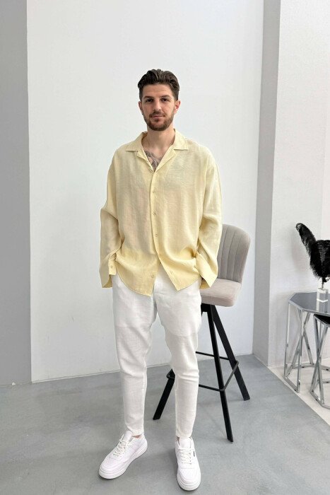 SIMPLE LONG SLEEVE MEN SHIRT LIGHT BEIGE/BZHZB - 2