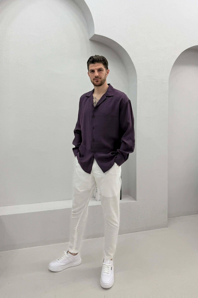 SIMPLE LONG SLEEVE MEN SHIRT PURPLE/LEJLA - 2