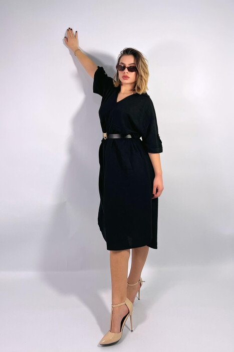 SIMPLE LONG WOMEN DRESS BLACK/ E ZEZE - 1