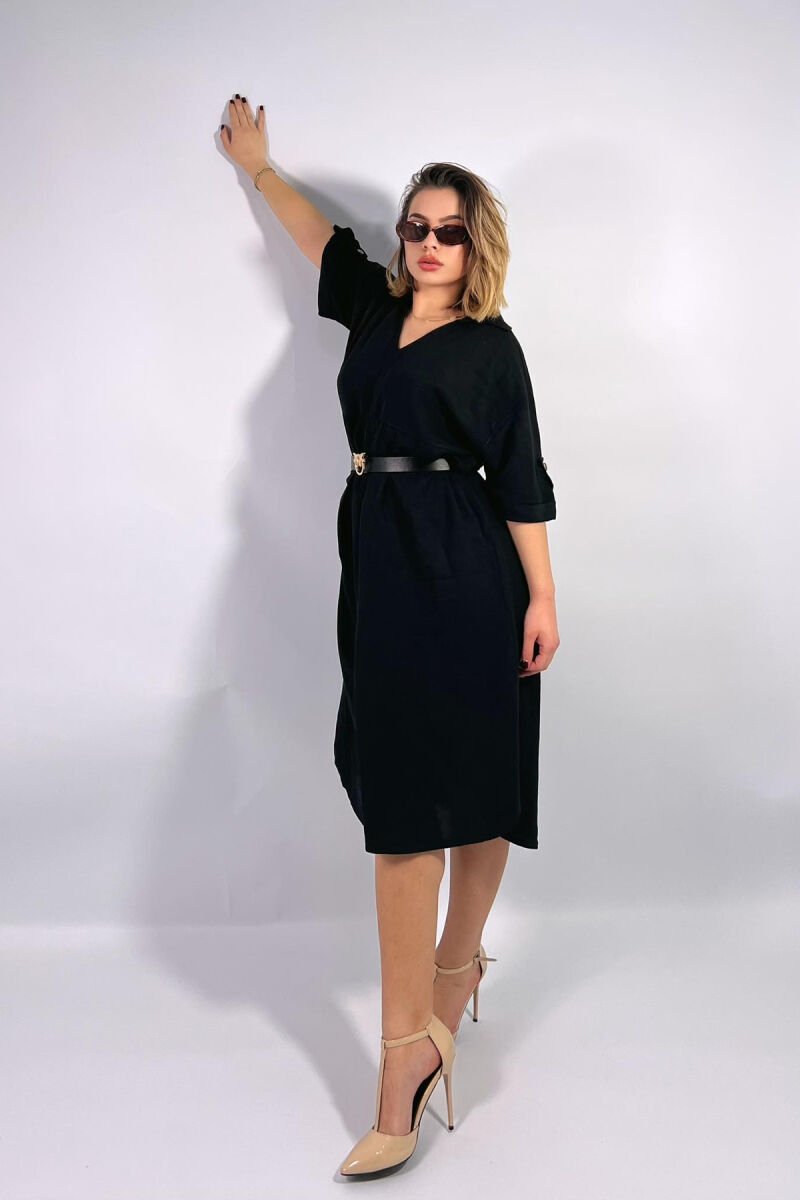 SIMPLE LONG WOMEN DRESS BLACK/ E ZEZE - 1