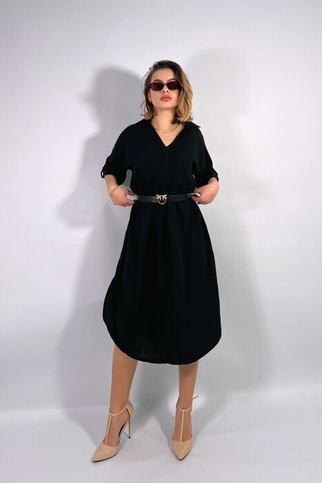 SIMPLE LONG WOMEN DRESS BLACK/ E ZEZE - 2
