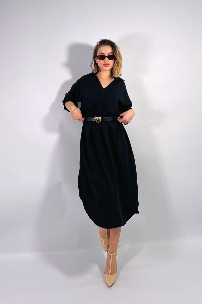 SIMPLE LONG WOMEN DRESS BLACK/ E ZEZE - 3
