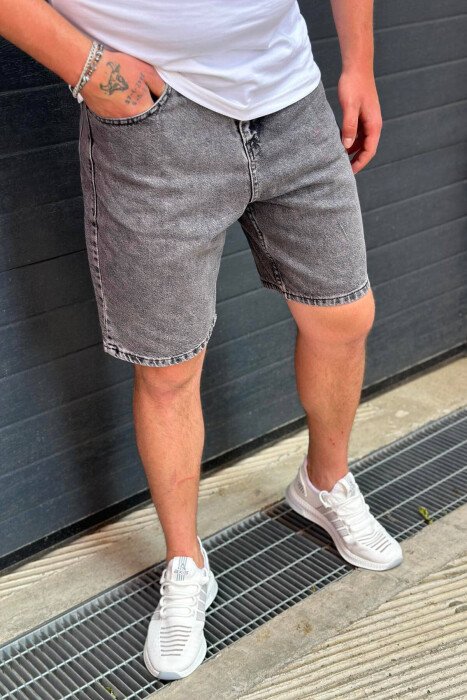SIMPLE MAN SHORT JEANS DARK GREY/GEE - KLAUDIO FASHION