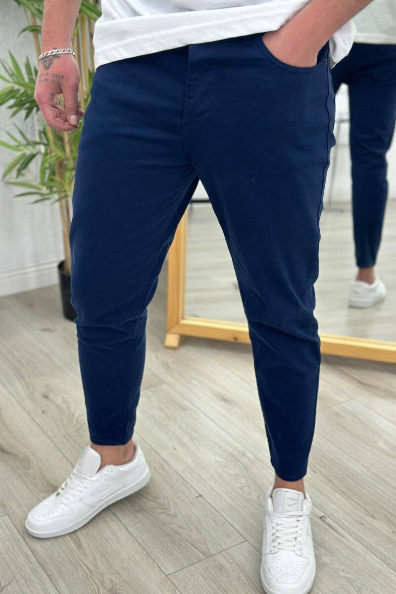 SIMPLE MEN JEANS DARK BLUE/BEE - 1