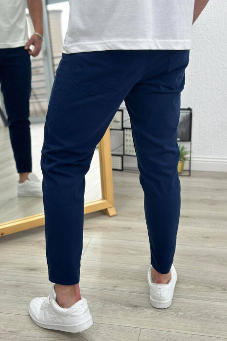 SIMPLE MEN JEANS DARK BLUE/BEE - 2